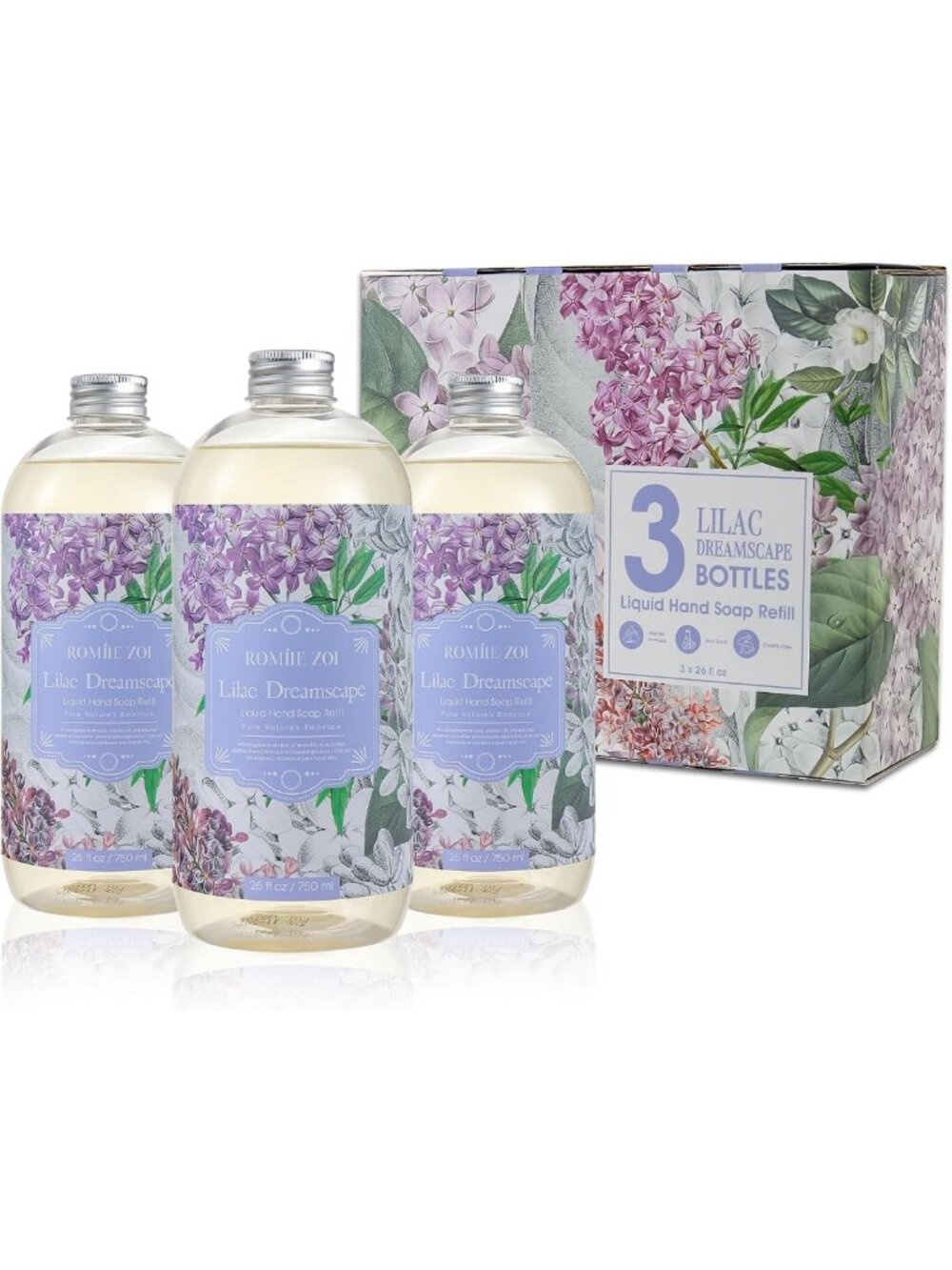 Lilac Liquid Hand Soap Refill, 26 Fl Oz, 3-Pack - Moisturizing & Gentle Formula